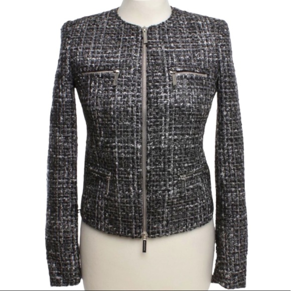 Nwt MICHAEL Michael Kors Boucle Tweed Zipper Jacket 00 - Picture 2 of 7